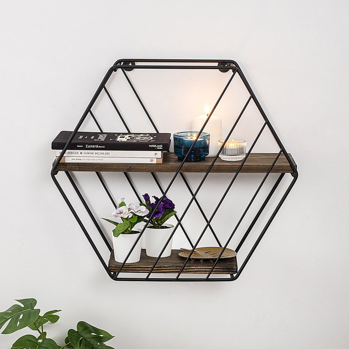 Hanah Home Liliales Estante Flotante Negro y Nogal Oscuro Hanah Home Liliales Estante Flotante Negro y Nogal Oscuro
